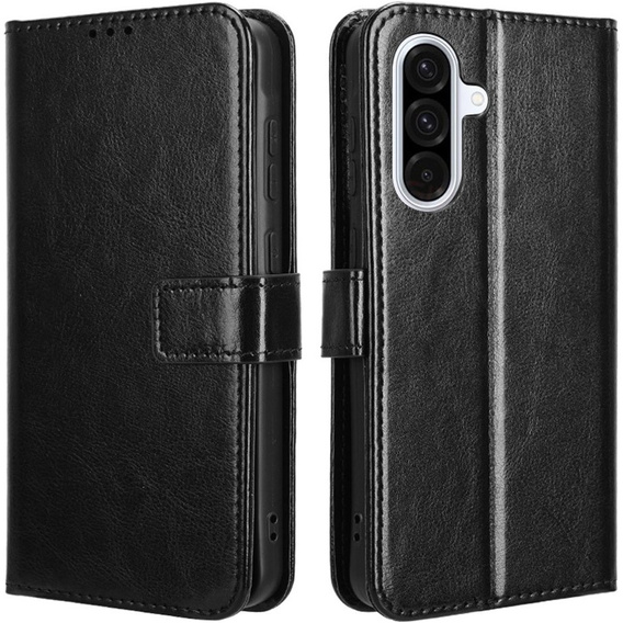 Pattintható tok a Samsung Galaxy A36, Crazy Horse Wallet, fekete
