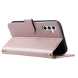 Flap tok Samsung Galaxy S25, Rhombus Crossbody Leather, rózsaszín rose gold