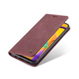 CASEME tok Samsung Galaxy M21, Leather Wallet Case, bordó
