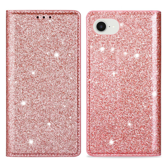 A flip tok iPhone 16E, Card Slot Glittery, rózsaszín