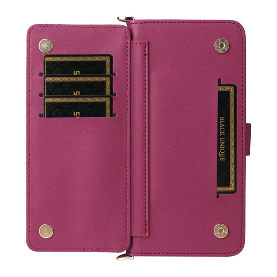Tok patenttal a Xiaomi Poco F7 Ultra-hez, Crossbody Leather Wallet, bordó