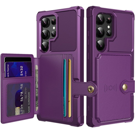 Tok Samsung Galaxy S24 Ultra, Card Holder Kickstand, lila