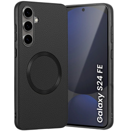 Telefontok a Samsung Galaxy S24 FE, Leather Hybrid MagSafe, fekete