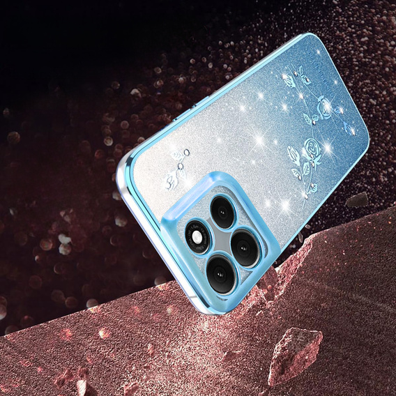Tok Motorola Moto G86 5G, Glitter Flower, kék