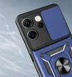Páncélozott tok Oppo Reno 14F-hez, kameravédelemmel, állvánnyal, kék színű