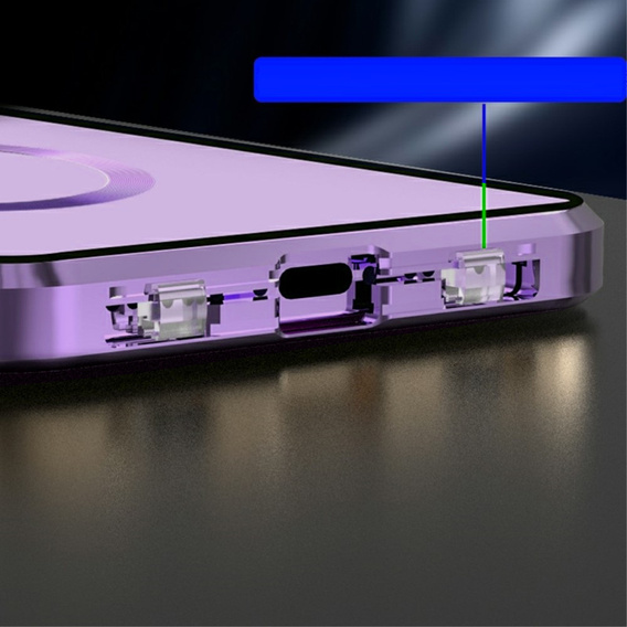Magnetic Dual Glass MagSafe tok iPhone 15 Pro Max, lila