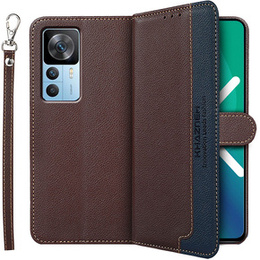 Pattintható tok a Xiaomi 12T / 12T Pro, KHAZNEH RFID, barna / kék