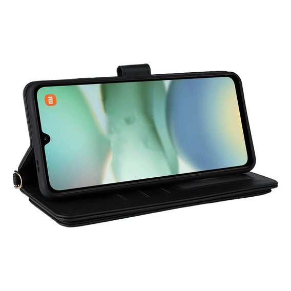 Tok patenttal a Xiaomi Redmi A5-hez, Crossbody Leather Wallet, fekete