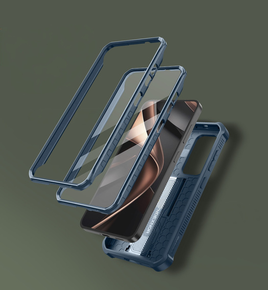 Páncélozott tok a Samsung Galaxy S25, Dexnor Full Body (Two Frames), sötétkék