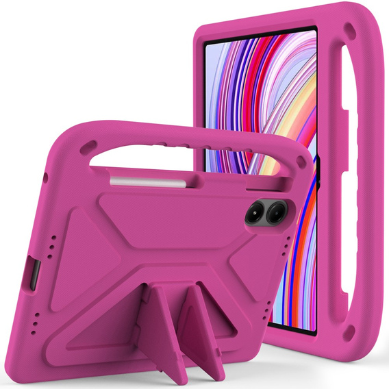 Gyermek tok Xiaomi Redmi Pad Pro / Xiaomi Poco Pad, fogantyúval, rózsaszín