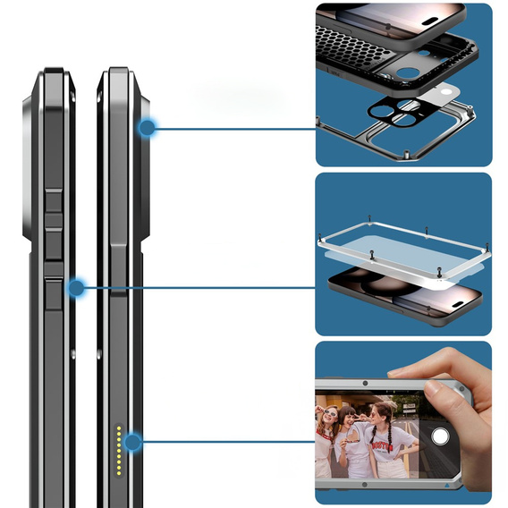 Páncélozott tok beépített edzett üveggel iPhone 17 Pro Max készülékekhez