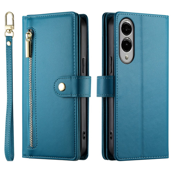 Pattintható tok a Samsung Galaxy S25 Edge, Wallet Zipper Pocket, kék