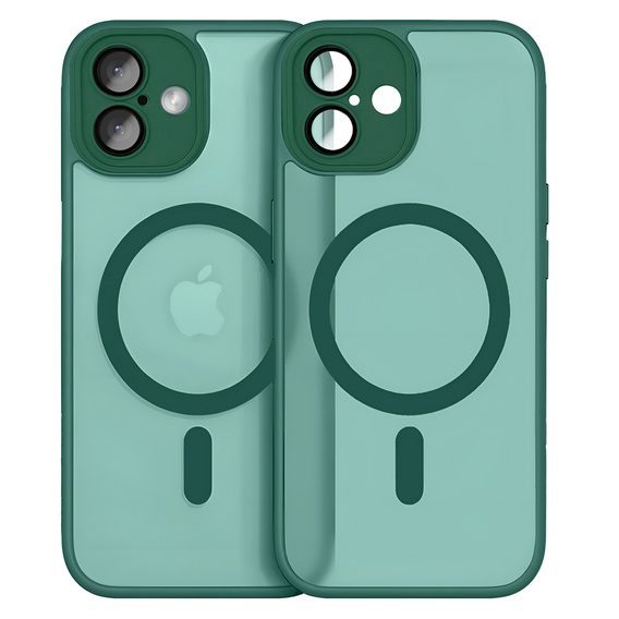 Tok iPhone 16-hoz, MagSafe, ERBORD Matt Case, zöld + képernyőüveg