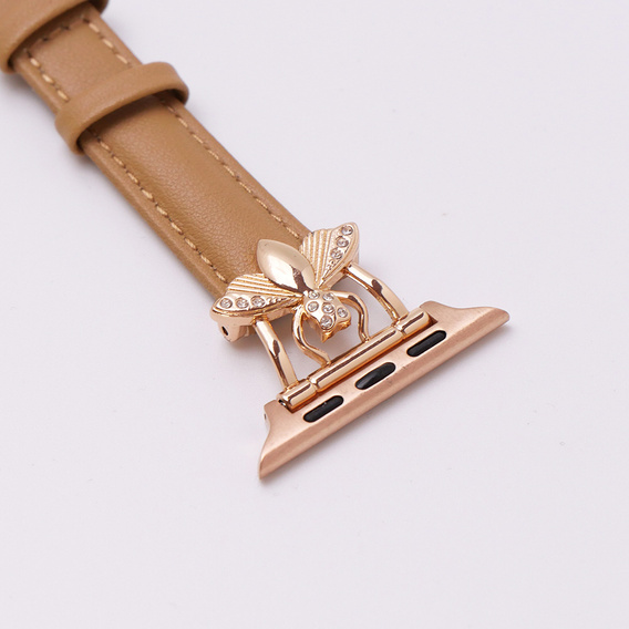 Bőrszíj Apple Watch 1/2/3/4/4/5/6/7/8/SE/Ultra 42/44/45/49mm, bézs színű