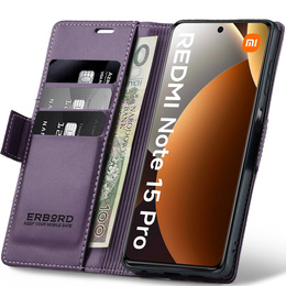 ERBORD Fényes Litchi flip tok Xiaomi Redmi Note 15 Pro 4G készülékhez