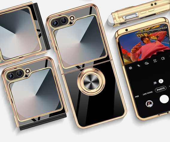 Telefontok a Samsung Galaxy Z Flip7 FE / Z Flip6, Electro Ring, fekete