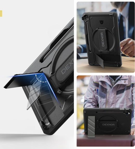 Páncélozott tok a Samsung Galaxy Tab S10 Lite / S10 FE / S9 FE / Tab S9, Dexnor Full Body, fekete