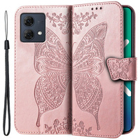 Pattintható tok a Motorola Moto G84, Butterfly, rózsaszín rose gold