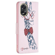 Pattintható tok a Oppo A38 4G / Oppo A18 4G, Wallet, Giraffe rózsaszín
