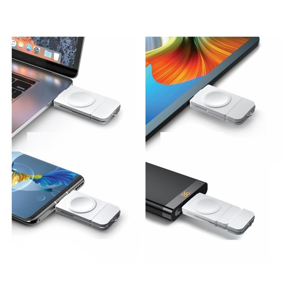 Ładowarka indukcyjna do Apple Watch 1/2/3/4/5/6/7/8/SE, Biała