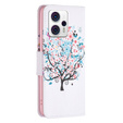 Pattintható tok a Motorola Moto G53 5G / G23 / G13, Wallet, colorful tree, fehér