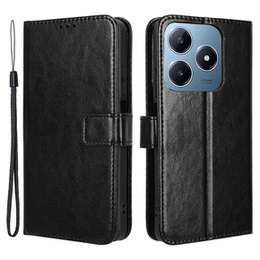 Pattintható tok a Realme C61, Crazy Horse Wallet, fekete