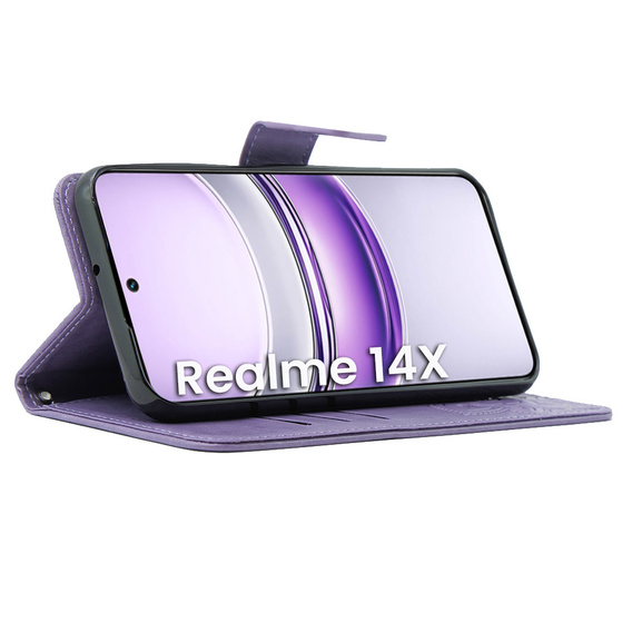 Pattintható tok a Realme 14X / Realme C75, Butterfly, lila