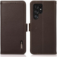 KHAZNEH RFID tok Samsung Galaxy S24 Ultra, Litchi textúra, barna