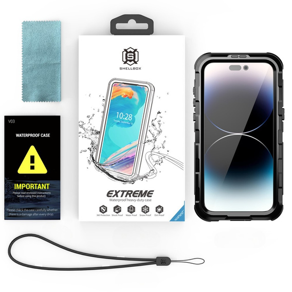 IP68 vízálló tok iPhone 15 Pro Max készülékhez, SHELLBOX MagSafe, fekete