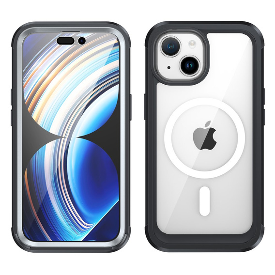 Tok iPhone 15, páncélozott teljes védelem 360° MagSafe, képernyőüveg, fekete