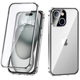 Tok iPhone 15 Plus, Magnetic Dual Glass, ezüst