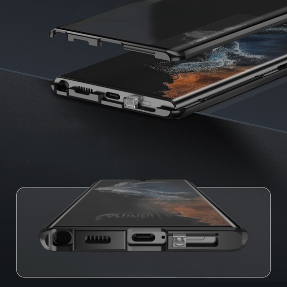 Tok Samsung Galaxy S23 Ultra, Magnetic Dual Glass, fekete