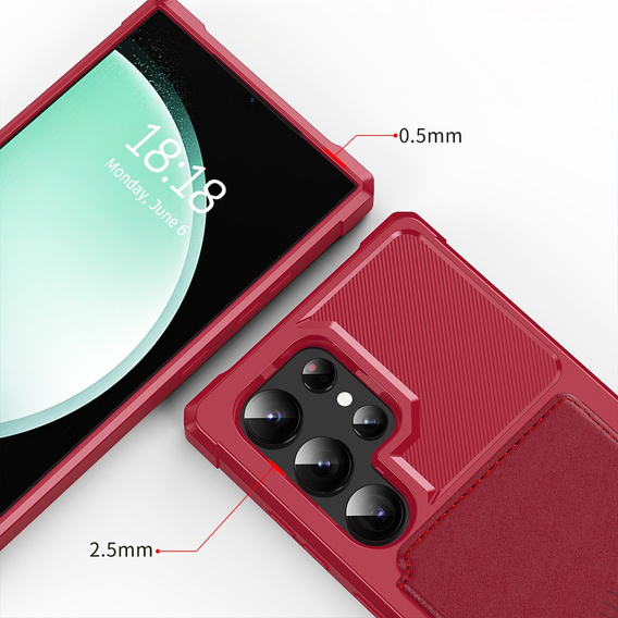 Tok Samsung Galaxy S25 Ultra, Card Holder Kickstand, fekete