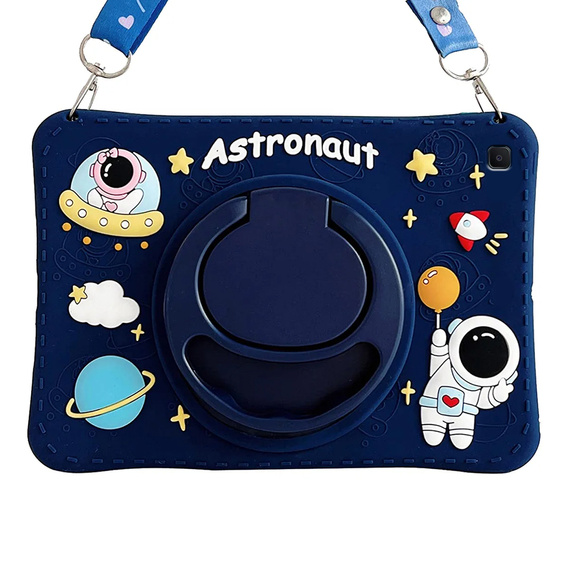 Gyermek szilikon tok Samsung Galaxy Tab A8 10.5 20212 X200 / X205, páncélozott, pánttal, Astronaut, sötétkék
