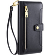 Pattintható tok a Motorola Moto G53 5G/ G23 4G/ G13 4G, Wallet Zipper Pocket, fekete