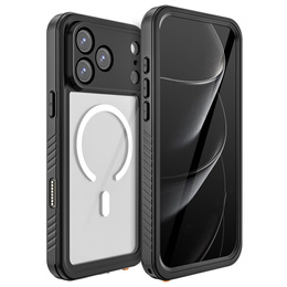 Redpepper tok iPhone 17 Pro Max készülékhez, IP68 vízálló, MagSafe-hoz, átlátszó, fekete oldallapokkal