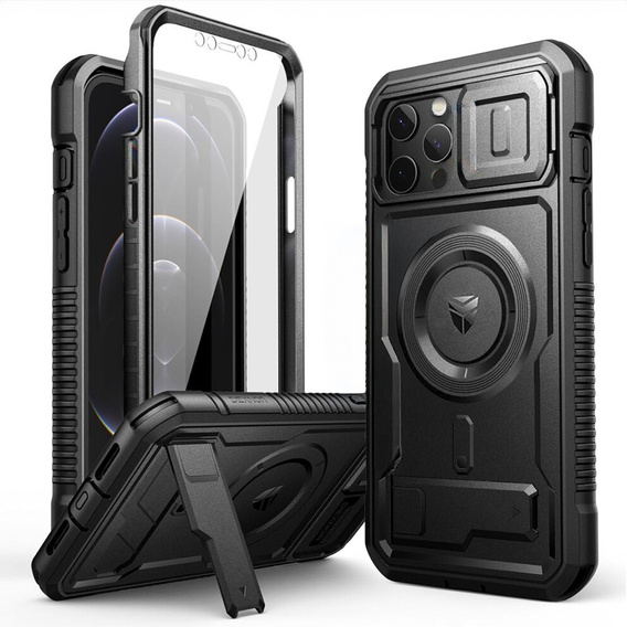 Páncélozott tok iPhone 12 Pro Max készülékhez, Dexnor CamProtect MagSafe, fekete