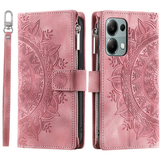 Pattintható tok a Xiaomi Redmi Note 13 Pro 4G / Xiaomi Redmi Note 14S / Xiaomi Poco M6 Pro 4G, Mandala, rózsaszín rose gold
