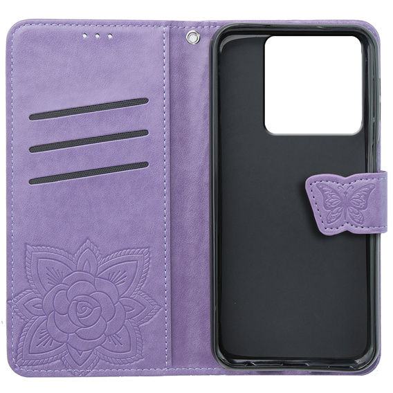 Pattintható tok a Xiaomi Poco X6 5G, Butterfly, lila