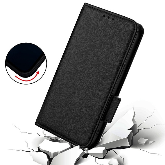 Telefontok a HTC U24 Pro 5G, Wallet Litchi Leather, fekete