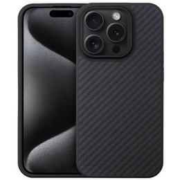 Tok iPhone 15 Pro, Aramid Fiber Cover, fekete