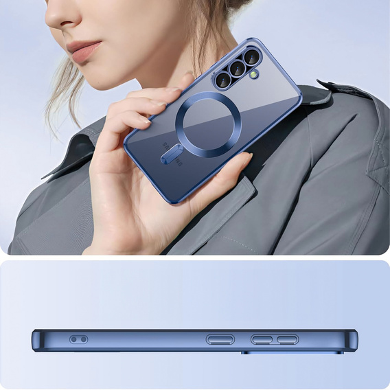 Tok Samsung Galaxy A56-hoz, Electro MagSafe, sötétkék + üveg a képernyőhöz