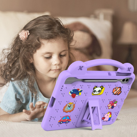 Gyermek tok Samsung Galaxy Tab S10+ Plus, Cute Patterns, állvánnyal, lila