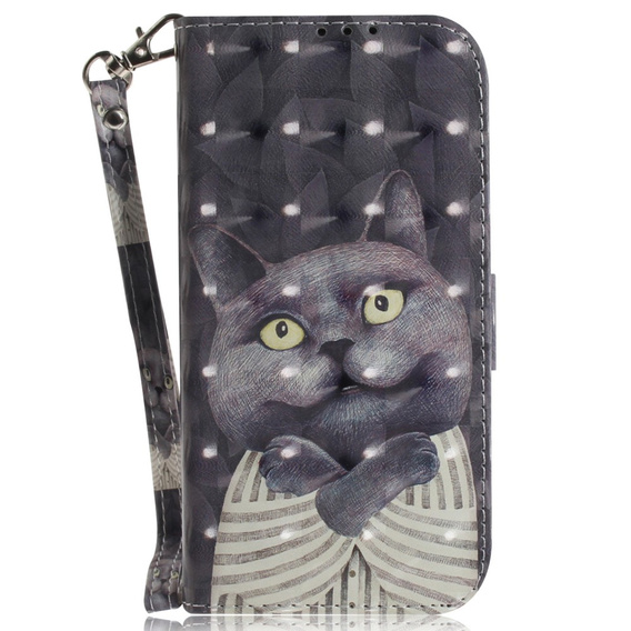 Pattintható tok a Xiaomi Redmi Note 13 Pro 5G, Wallet, Cat szürke