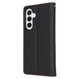Pattintható tok a Samsung Galaxy S24 FE, Litchi Skin Grain, fekete