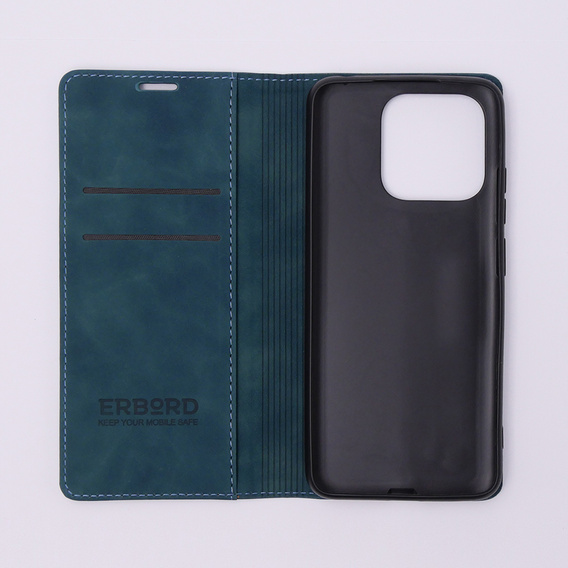 Telefontok a Xiaomi Redmi 12C, ERBORD Vintage, pénztárca patenttal, kék