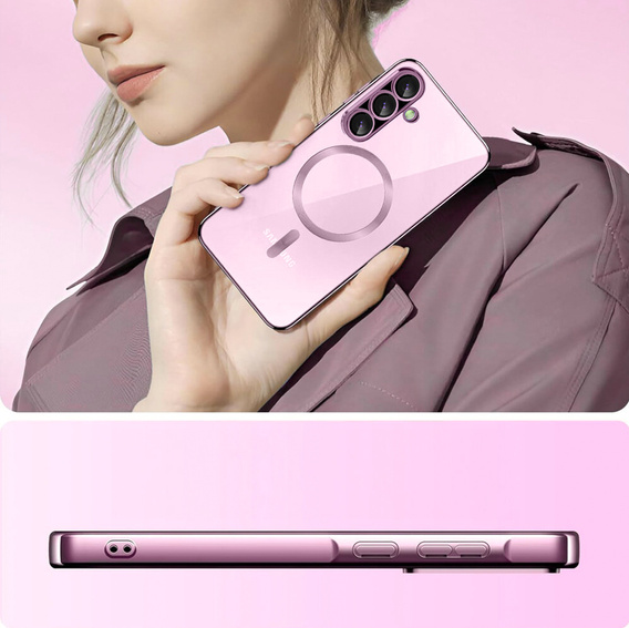 Tok Samsung Galaxy A17 5G, Electro MagSafe, átlátszó, rózsaszín oldallapokkal