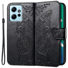 Pattintható tok a Xiaomi Redmi Note 12 4G, Butterfly, fekete
