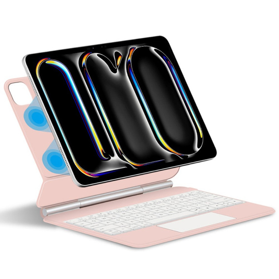Billentyűzet tok iPad Pro 13" 2024, Magnetic Keyboard Touchpad, rózsaszín