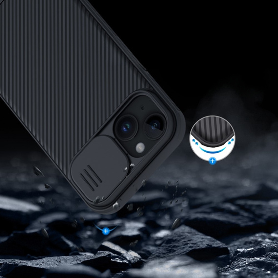 Nillkin páncélozott tok iPhone 15 Plus készülékhez, CamShield Pro, fekete